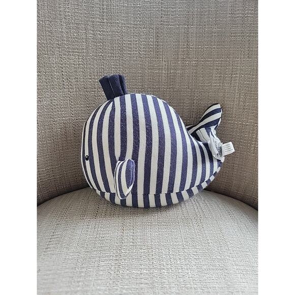 Jellycat Walter Whale Blue & White Striped Plush Rattle Stuffed Toy 9" - Picture 2 of 5